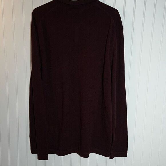 Eddie Bauer Merino Wool Sweater Men’s XLarge Tall Wine 1/4 Button Up Collared LS - Picture 5 of 10